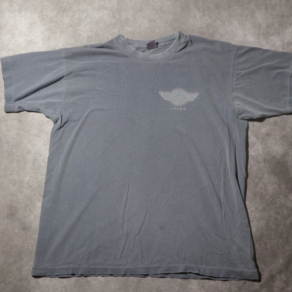 Vintage 90s Aspen Colorado Graphic T Shirt Single Stitch Blue Grey XL
